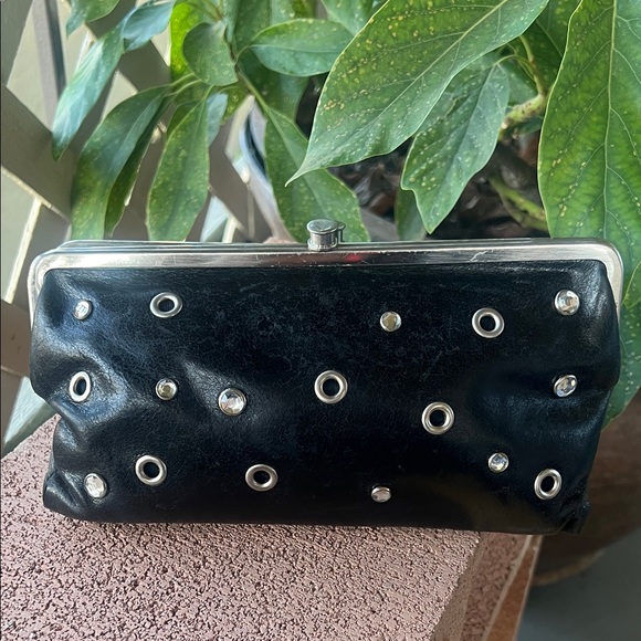 Black Studded Hobo Clutch - Picture 1 of 9